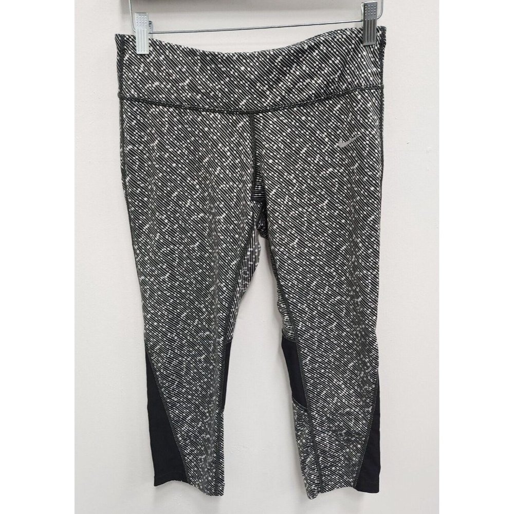 Nike Dri-Fit Black Meteor Print Crop‎ Activewear Running Legging Medium